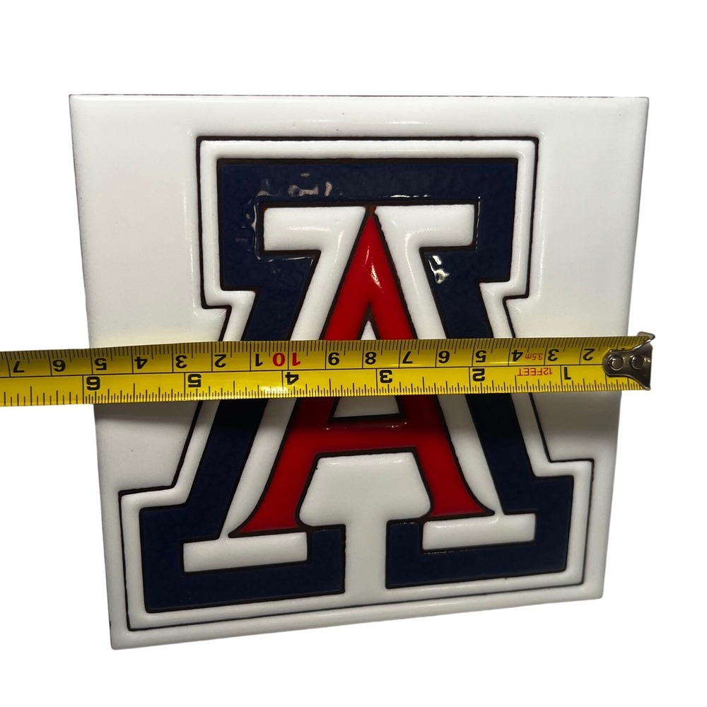Vtg UofA Arizona Wildcats 6x6 Tile Made in Italy Block A Trivet Decor Art 3D - Picture 8 of 8